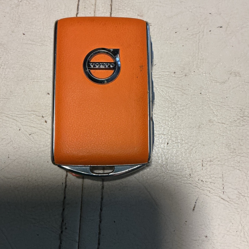 Volvo Orange Leather Car Key Fob